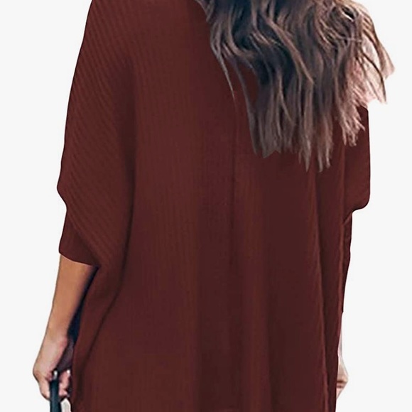 NWOT Turtleneck Batwing Sleeve High Low Hem Side Slit Waffle Knit Casual… - Picture 3 of 10